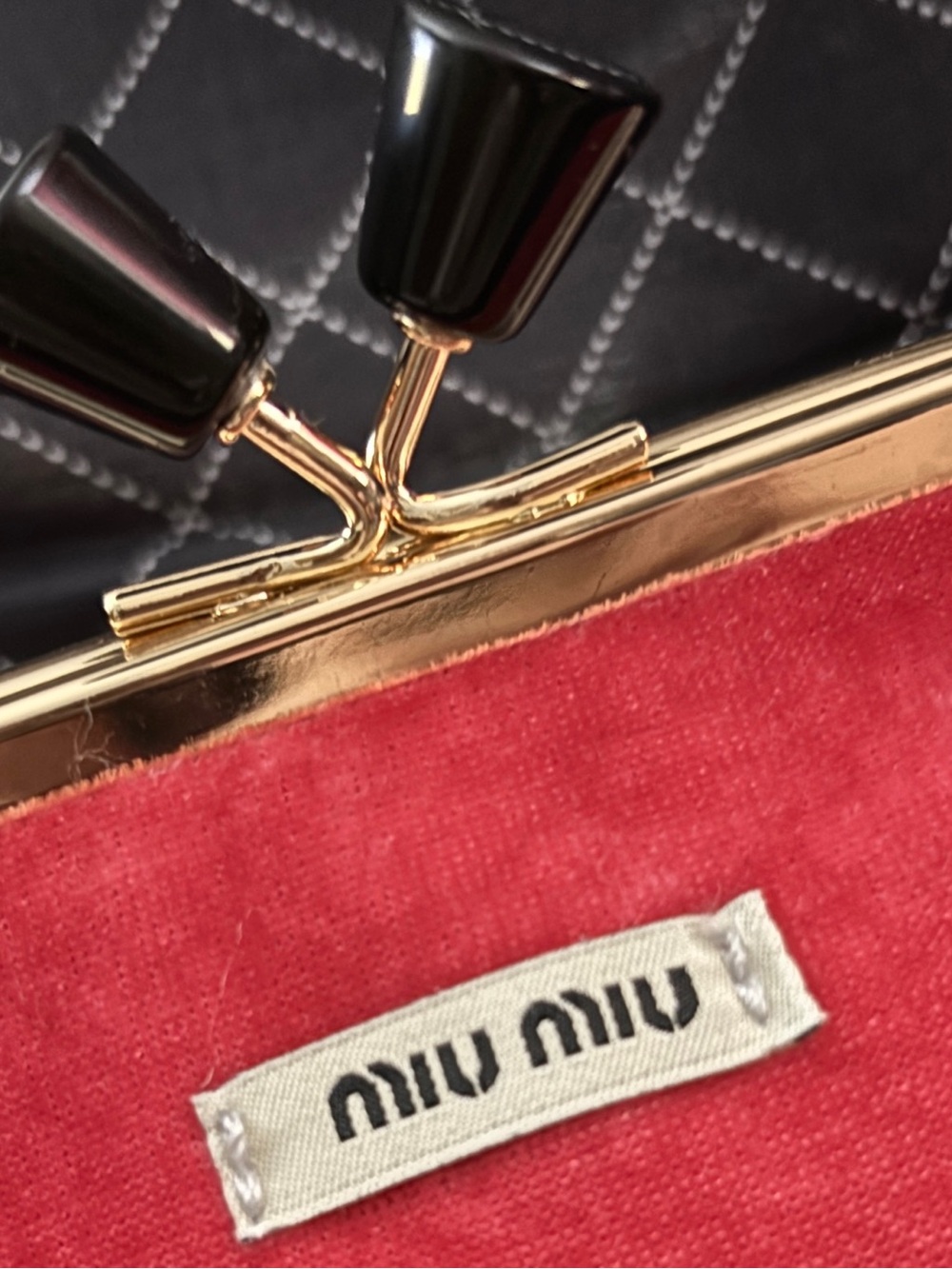 MIU MIU Pink Velvet Kiss-lock Pouch with Gold Frame, Limited Ed., NIB Retail$169 - Picture 2 of 10